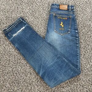Vintage Style Auto Ferrari Women's 27x33.5 Jeans Blue Denim Straight Leg